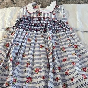 Floral Striped Smocked Dress